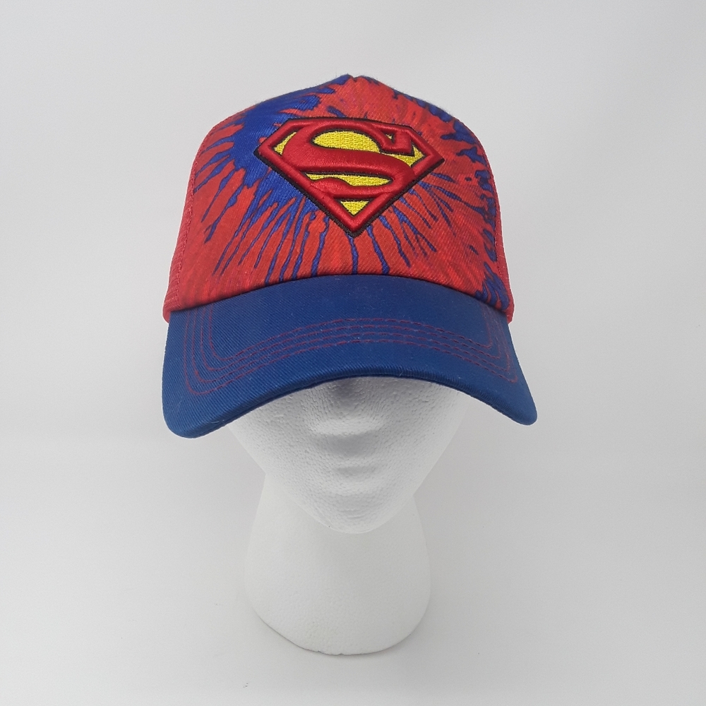 Superman Six Flags Hat Baseball Cap Snap Back Blue And Red One Size Adjustable